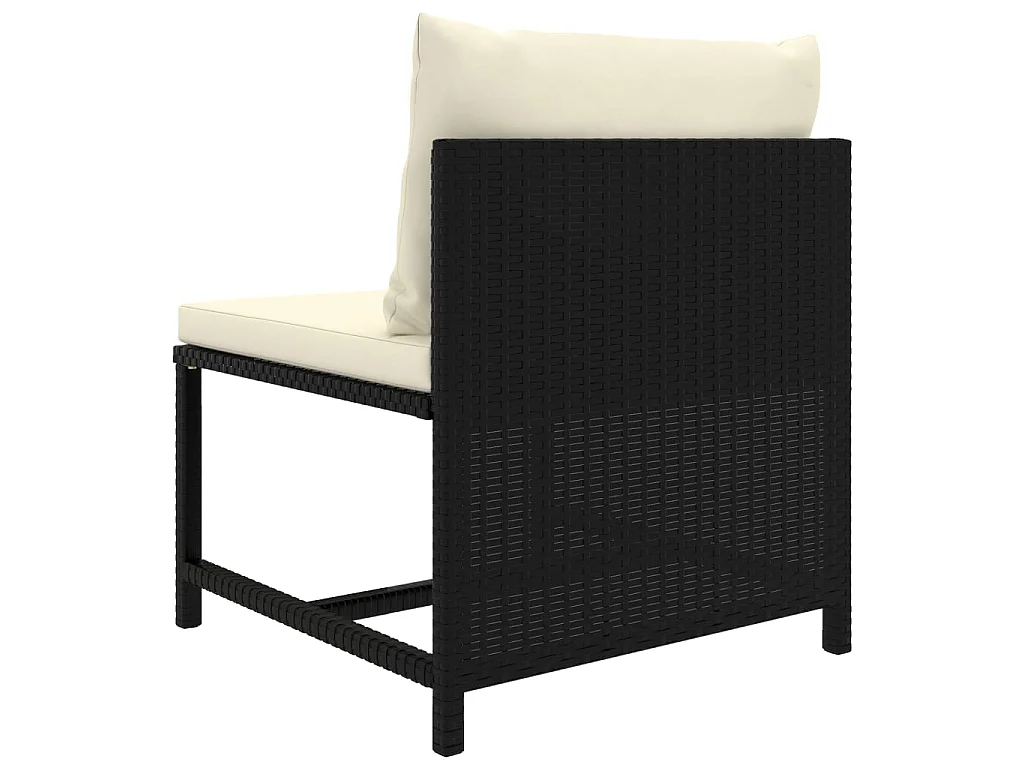 Salon de jardin 6 pcs avec coussins Résine tressée Noir 52