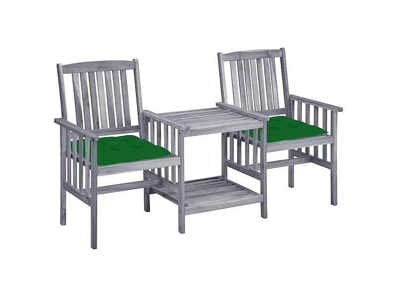 Chaises de jardin avec table à thé et coussins Acacia solide 49