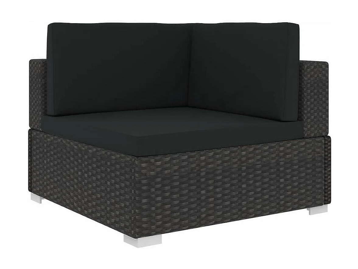 Salon de jardin 8 pcs avec coussins Résine tressée Noir 48