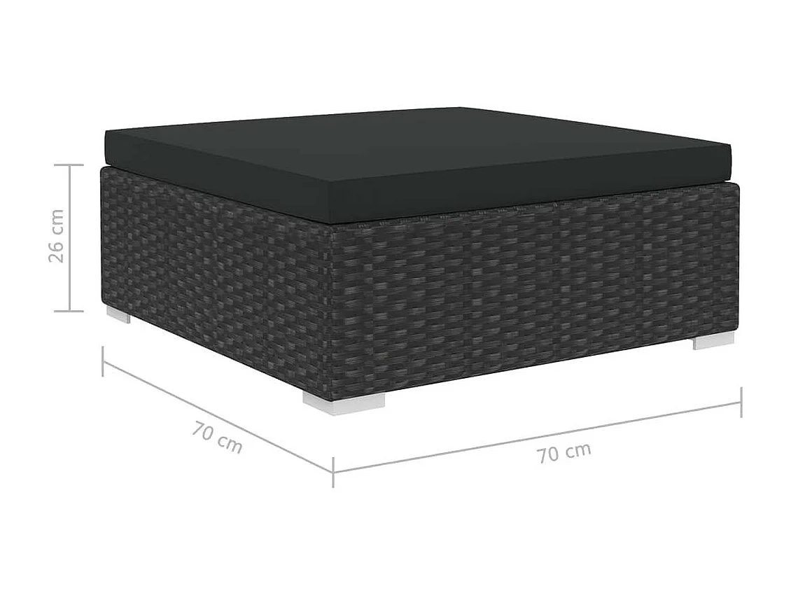 Salon de jardin 8 pcs avec coussins Résine tressée Noir 48