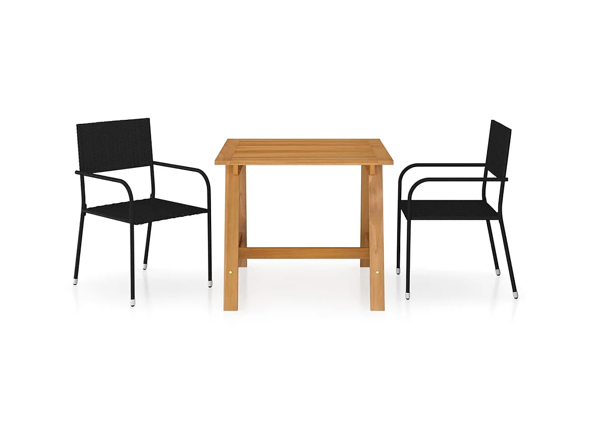 Ensemble de salle à manger de jardin 3 pcs Noir 54
