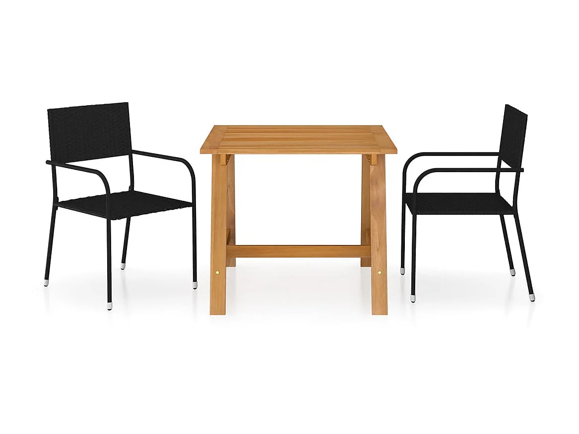 Ensemble de salle à manger de jardin 3 pcs Noir 54