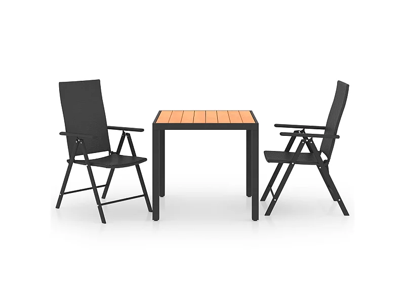 Ensemble de salle à manger de jardin 3 pcs Noir et marron 2
