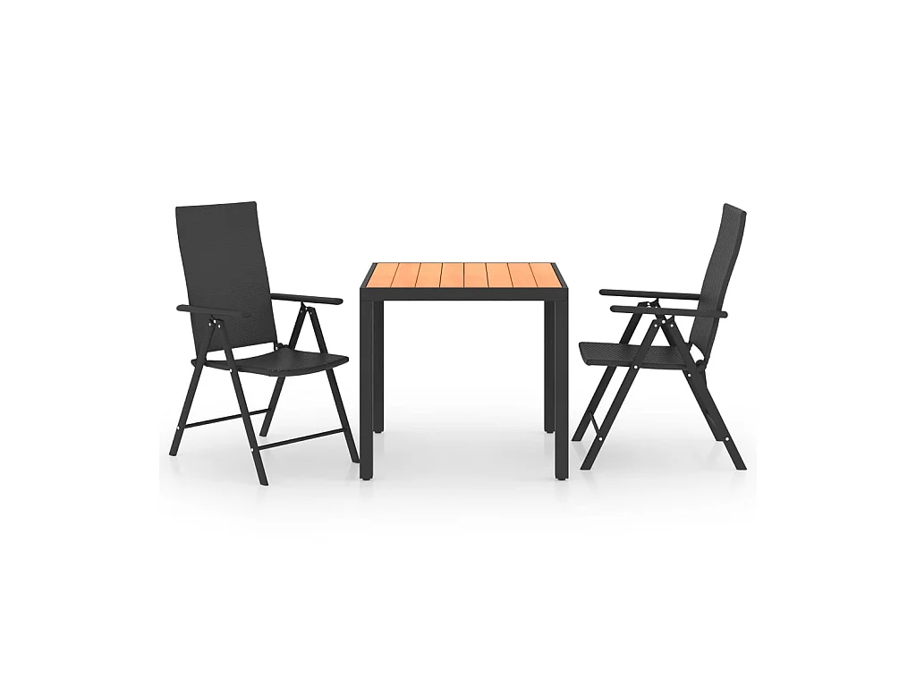 Ensemble de salle à manger de jardin 3 pcs Noir et marron 2
