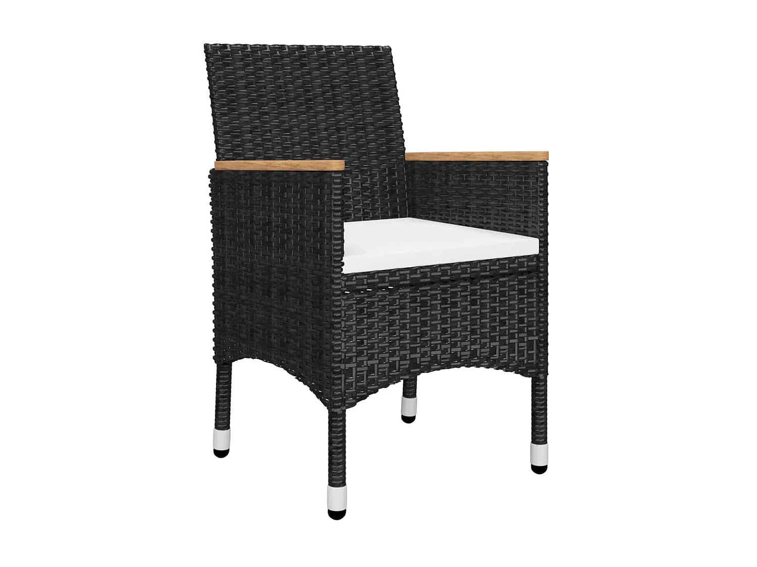 Ensemble de bistro 3 pcs Résine tressée et verre trempé Noir 2