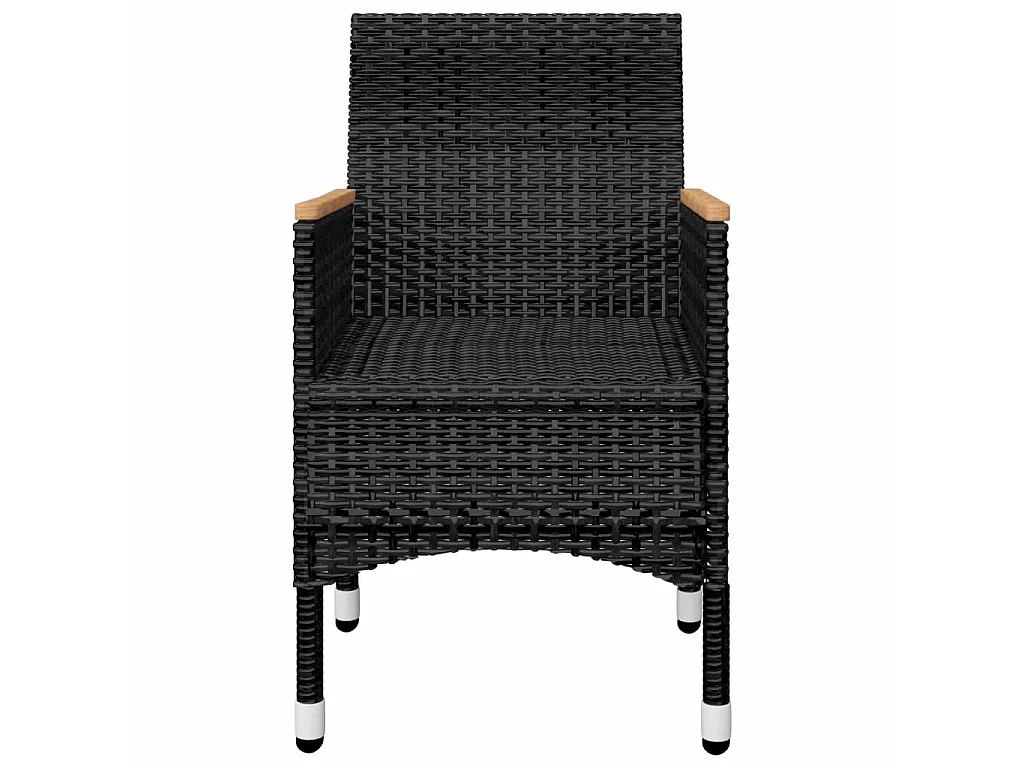 Ensemble de bistro 3 pcs Résine tressée et verre trempé Noir 2