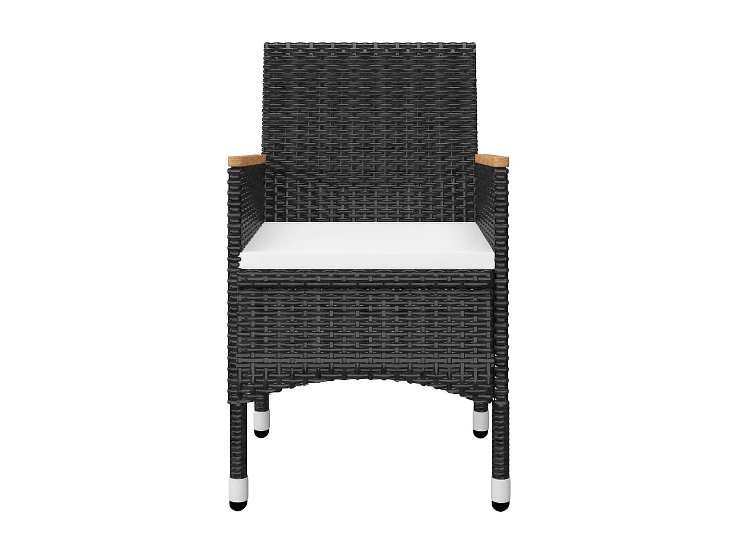 Ensemble de bistro 3 pcs Résine tressée et verre trempé Noir 2