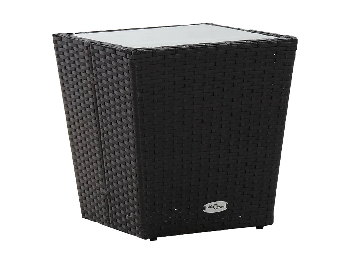 Ensemble de bistro 3 pcs Résine tressée et verre trempé Noir 2