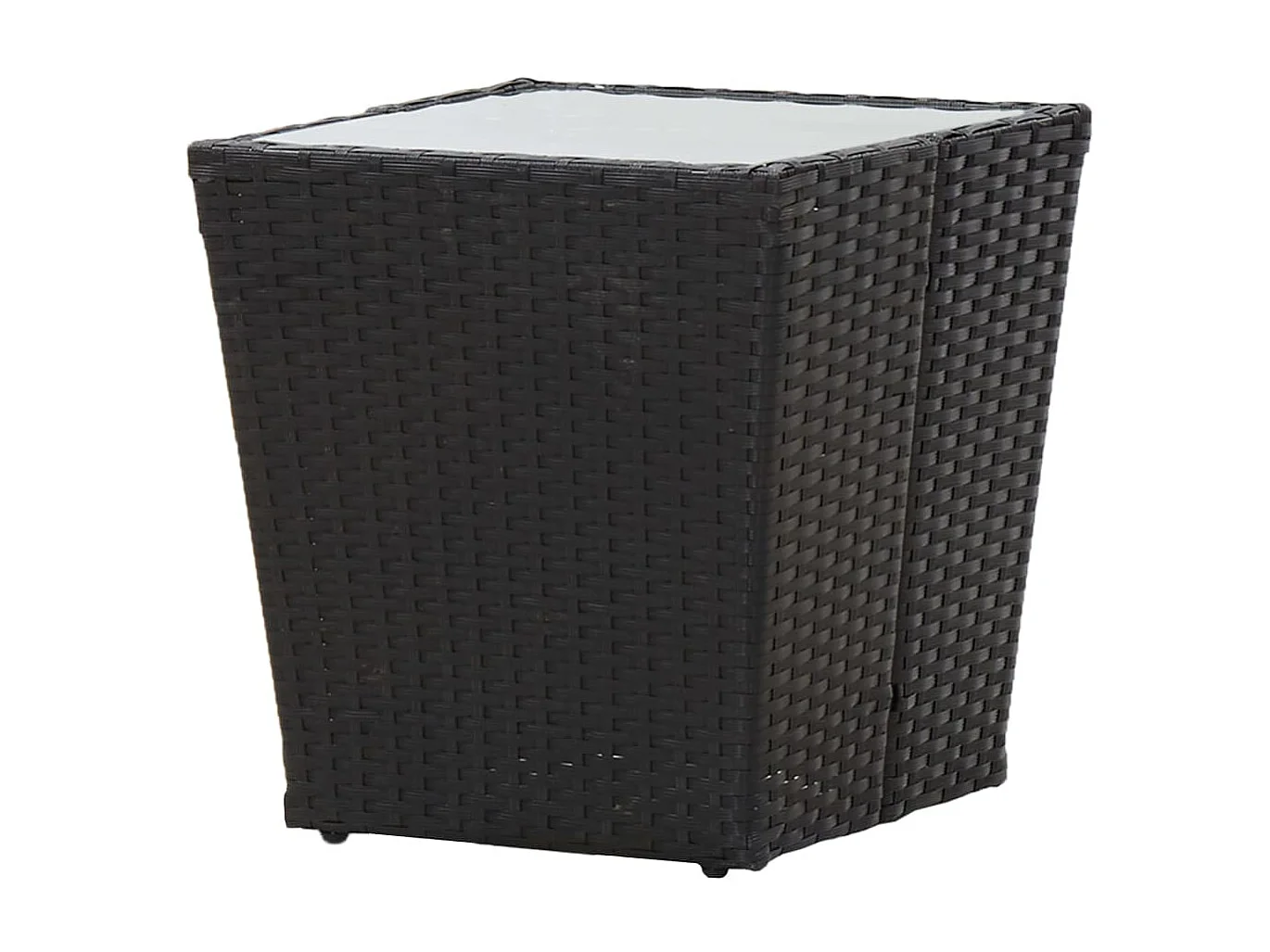 Ensemble de bistro 3 pcs Résine tressée et verre trempé Noir 2