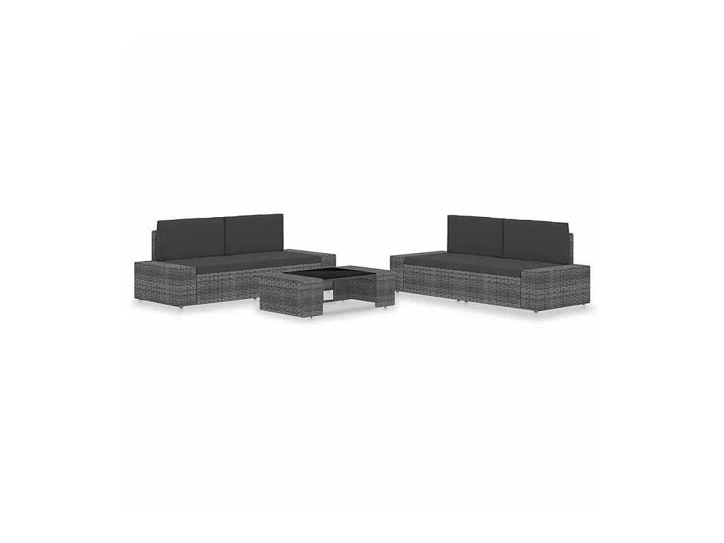 Salon de jardin 5 pcs Résine tressée Gris