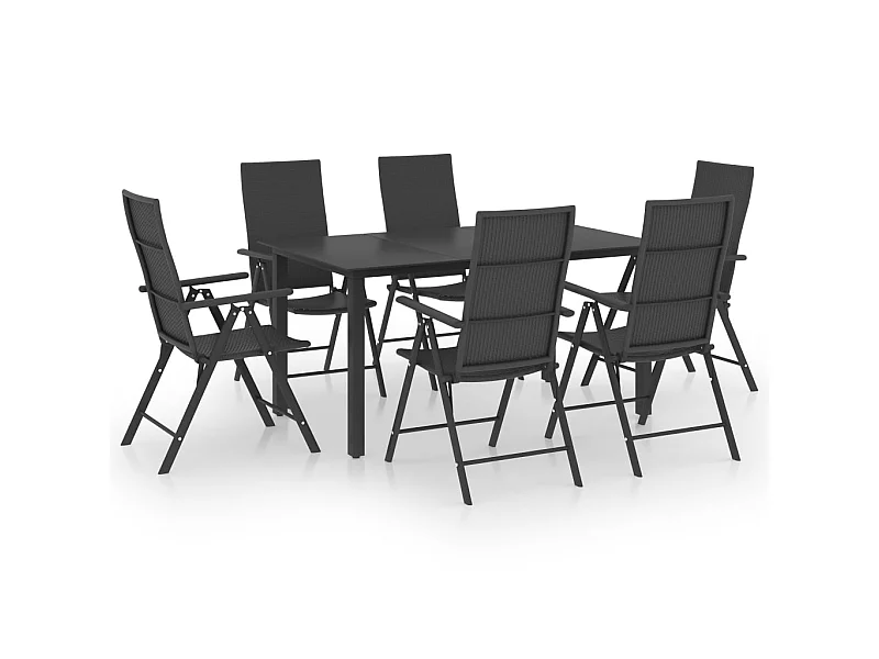 Ensemble de salle à manger de jardin 7 pcs Noir 54
