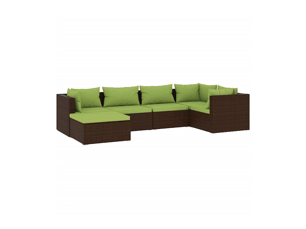 Salon de jardin 6 pcs avec coussins Résine tressée Marron 28