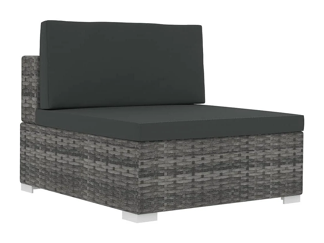 Salon de jardin 4 pcs avec coussins Résine tressée Gris 10