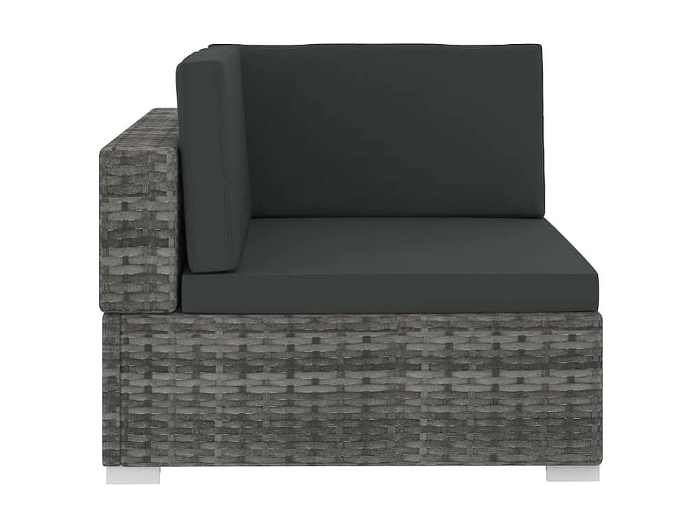 Salon de jardin 4 pcs avec coussins Résine tressée Gris 10