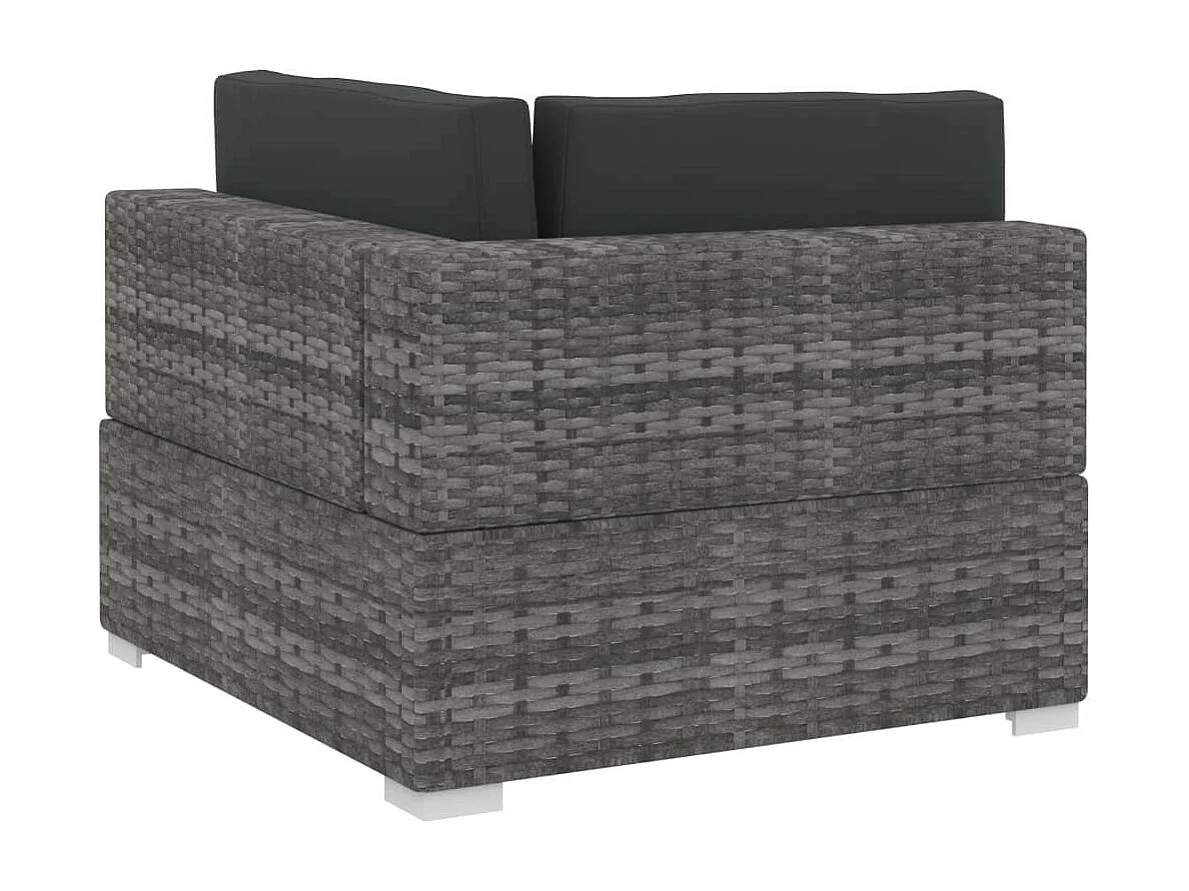 Salon de jardin 4 pcs avec coussins Résine tressée Gris 10