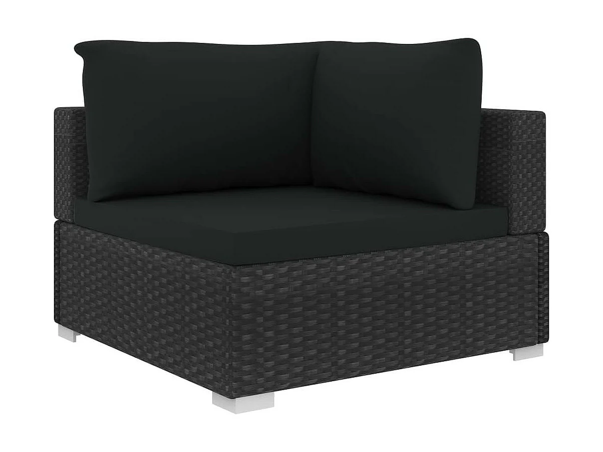 Salon de jardin 5 pcs avec coussins Résine tressée Noir 27