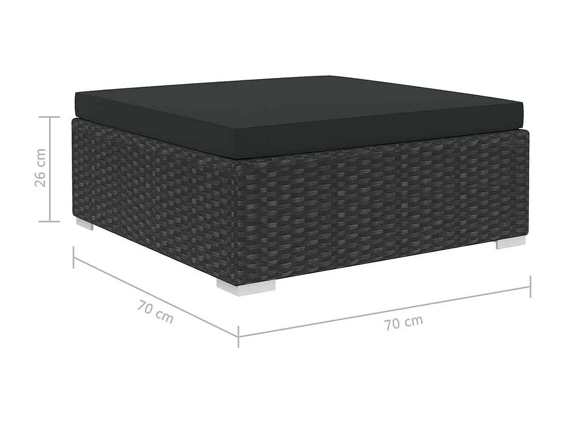 Salon de jardin 5 pcs avec coussins Résine tressée Noir 27