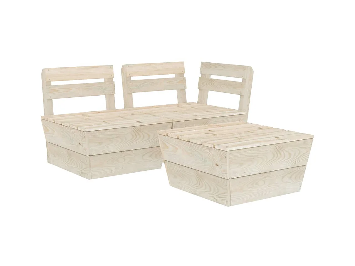 Salon de jardin palette 3 pcs Bois d'épicéa imprégné 2