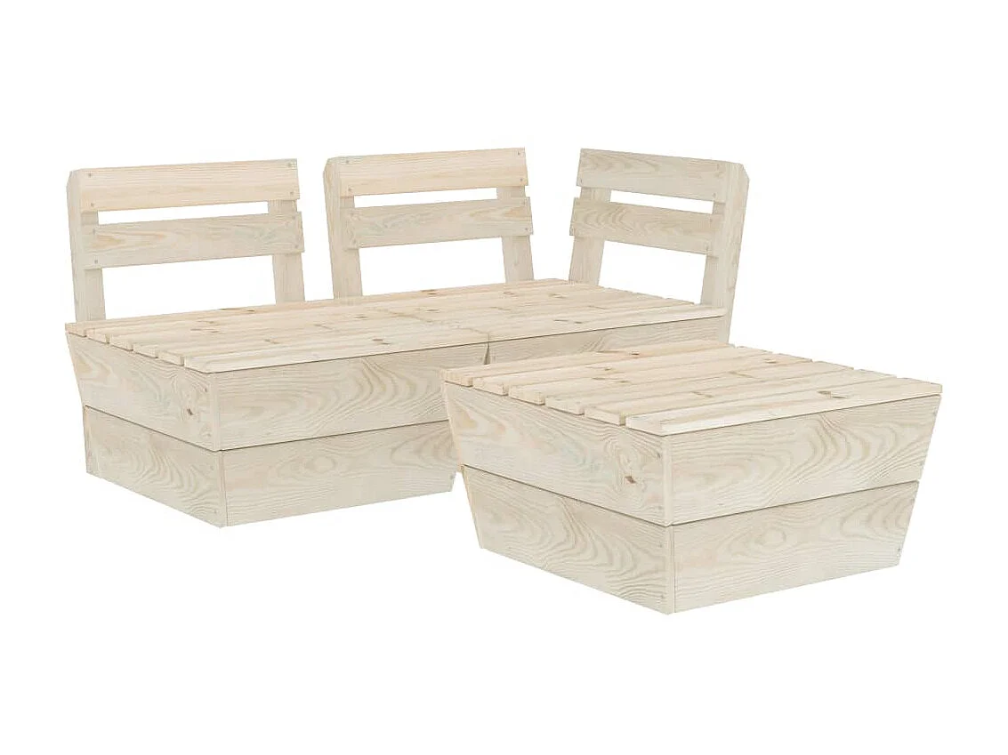 Salon de jardin palette 3 pcs Bois d'épicéa imprégné 2