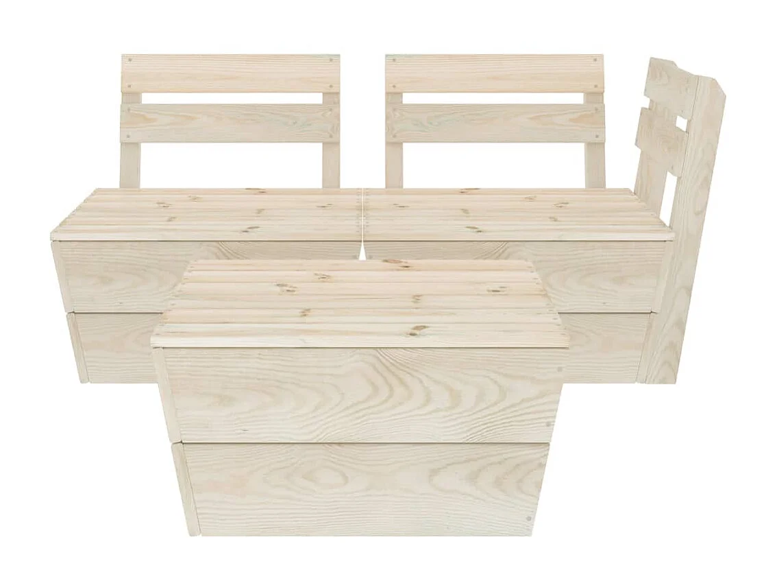 Salon de jardin palette 3 pcs Bois d'épicéa imprégné 2