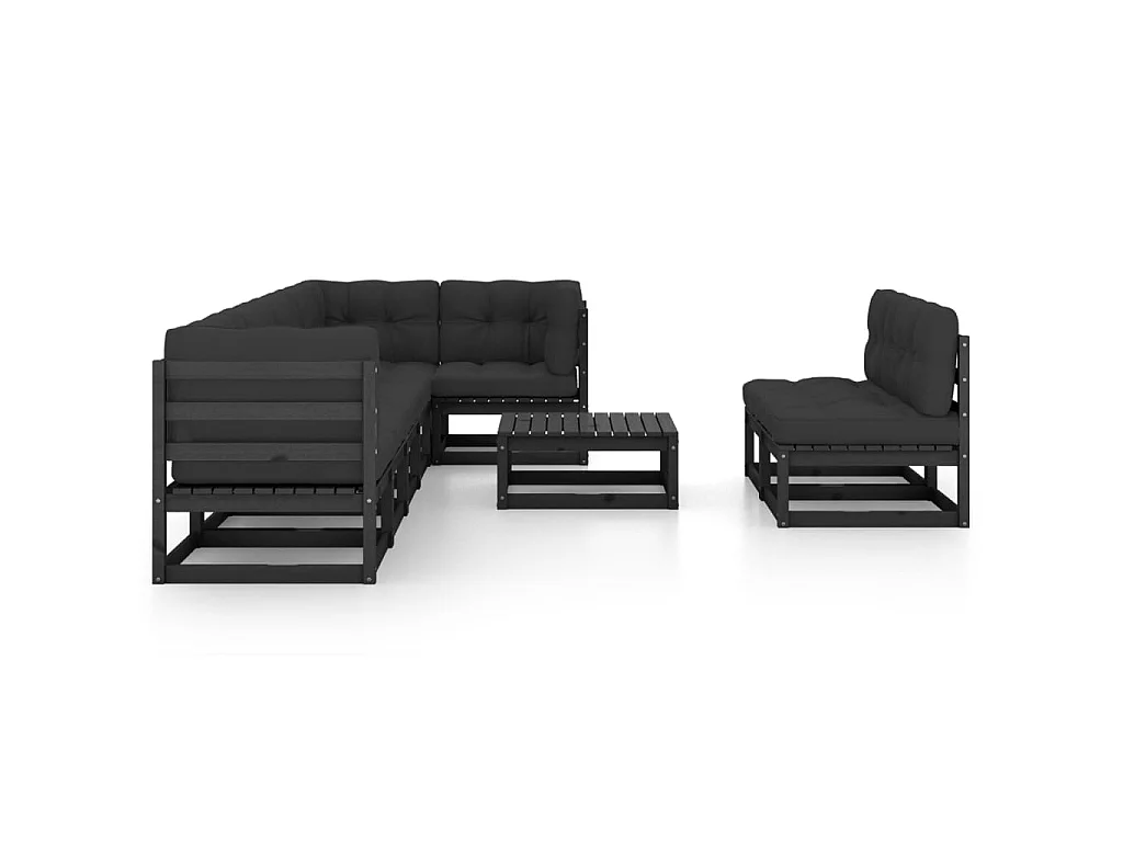 Salon de jardin 9 pcs avec coussins Bois de pin massif 54