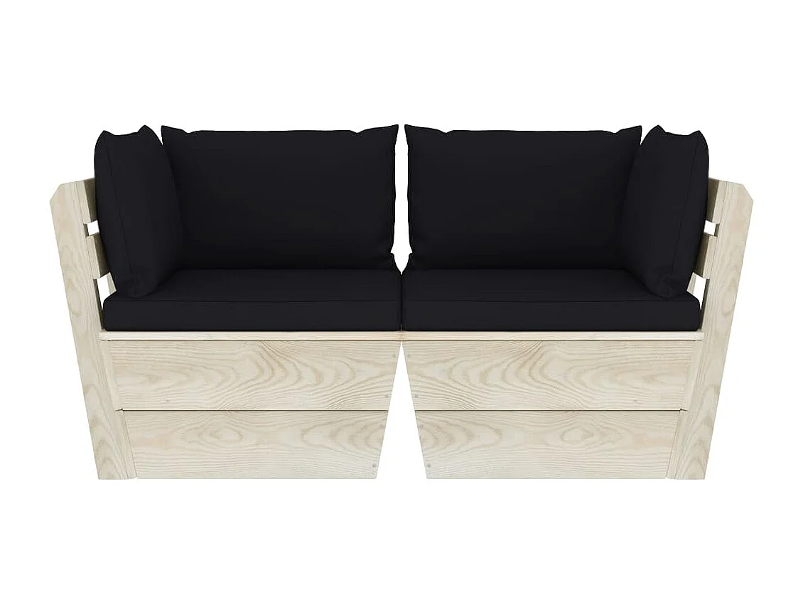 Canapé palette à 2 places de jardin avec coussins Bois d'épicéa 11
