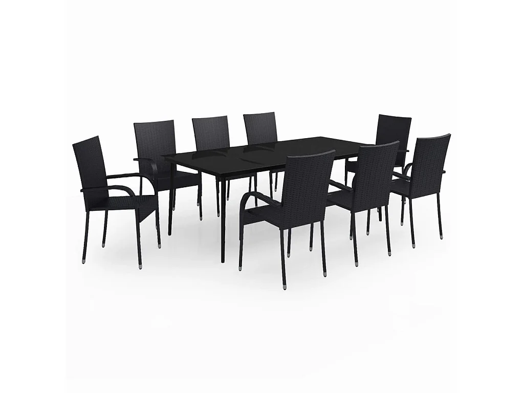 Ensemble de salle à manger de jardin 9 pcs Noir 13