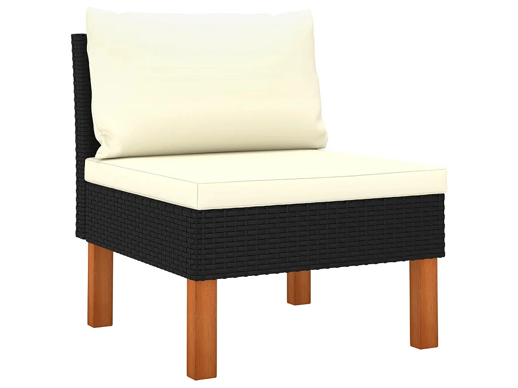 Salon de jardin 9 pcs avec coussins Résine tressée Noir 44