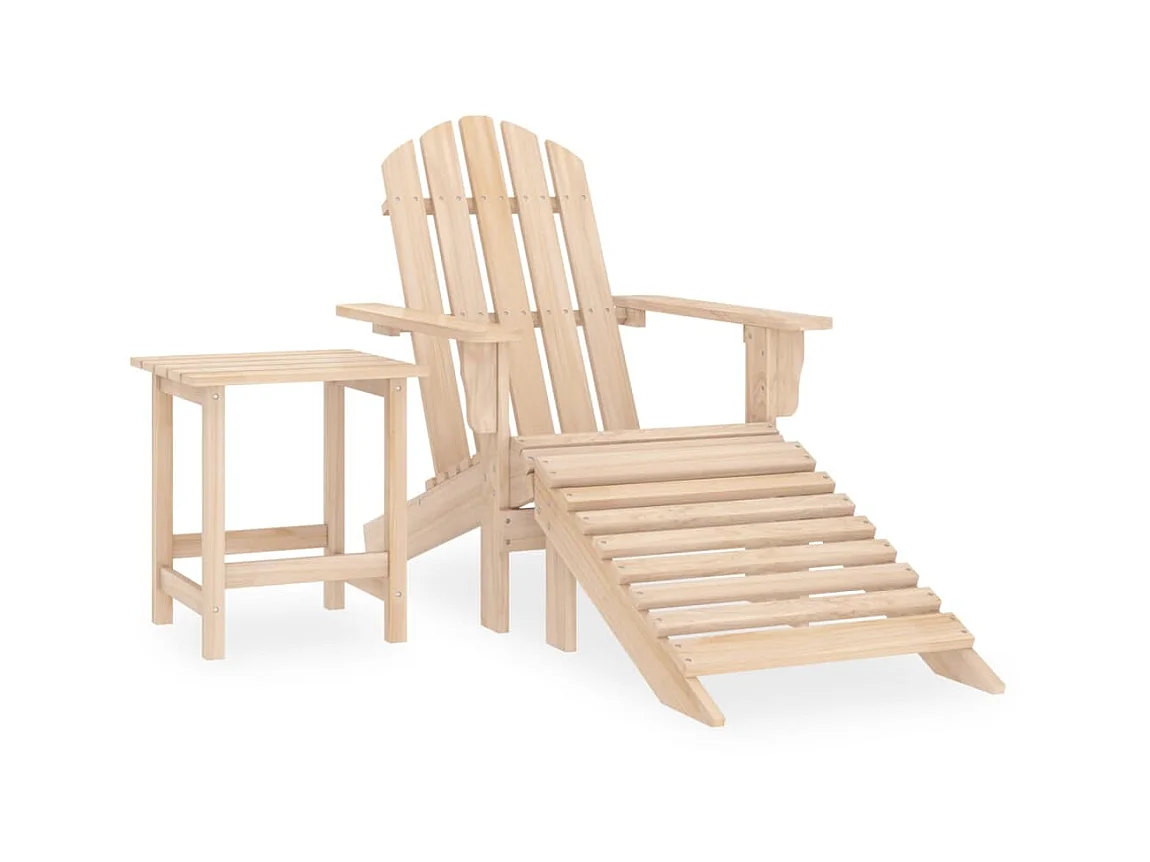 Chaise de jardin Adirondack avec repose-pied et table Sapin