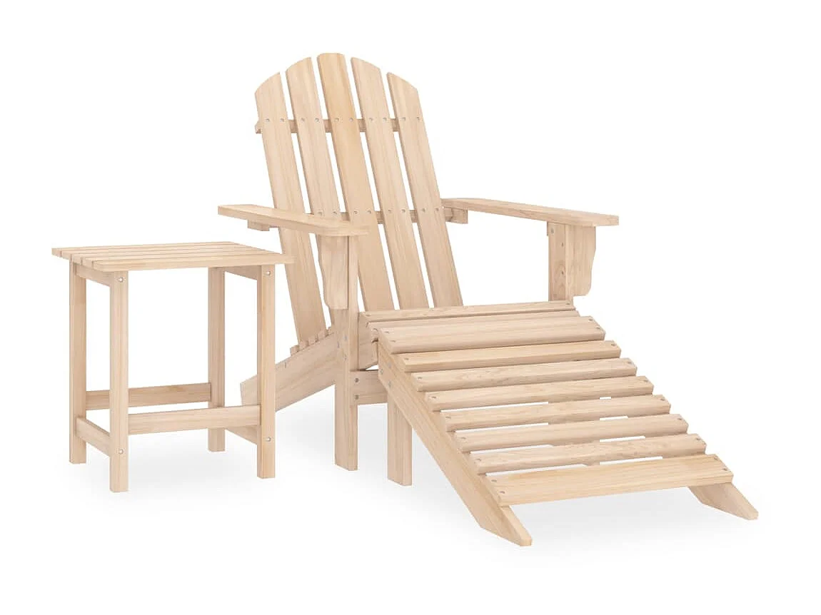 Chaise de jardin Adirondack avec repose-pied et table Sapin