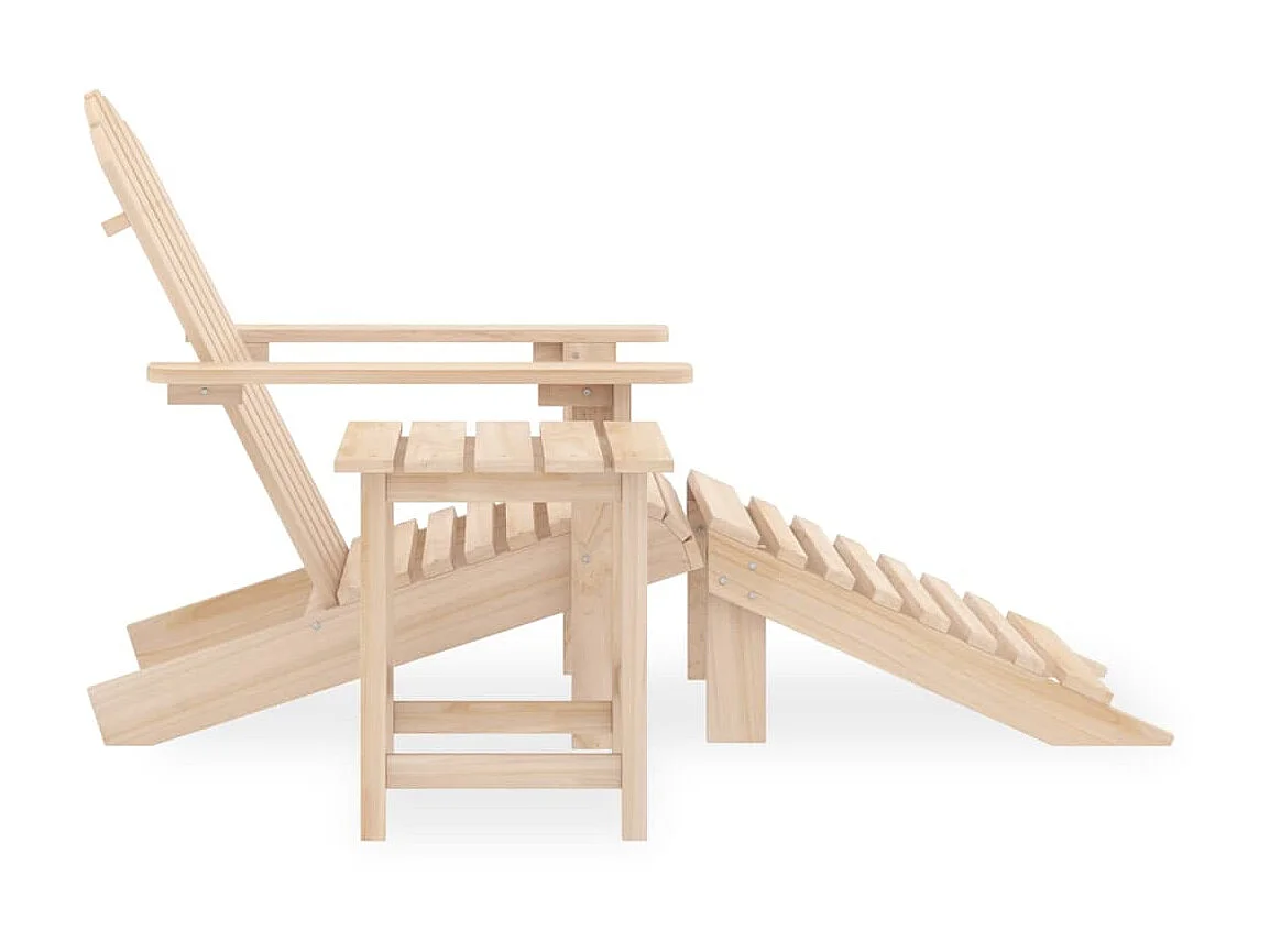 Chaise de jardin Adirondack avec repose-pied et table Sapin