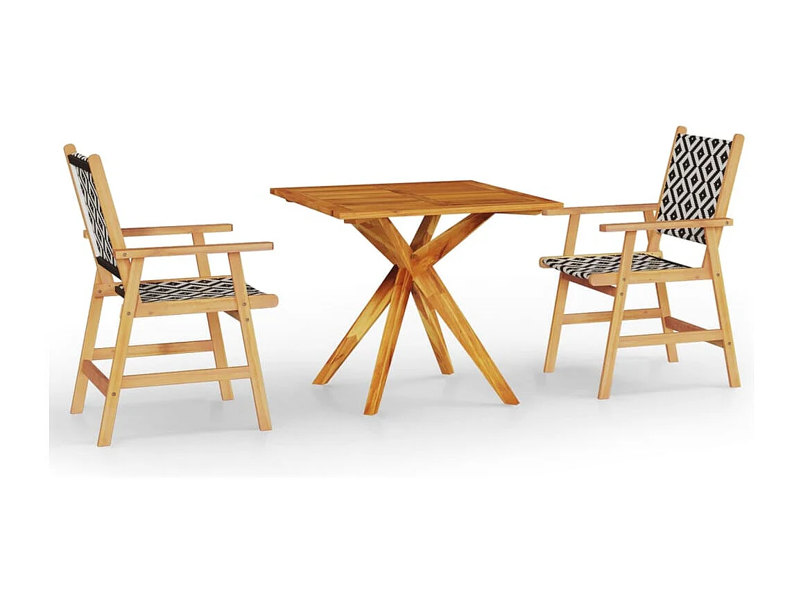Ensemble de salle à manger de jardin 3 pcs Bois d'acacia solide 2