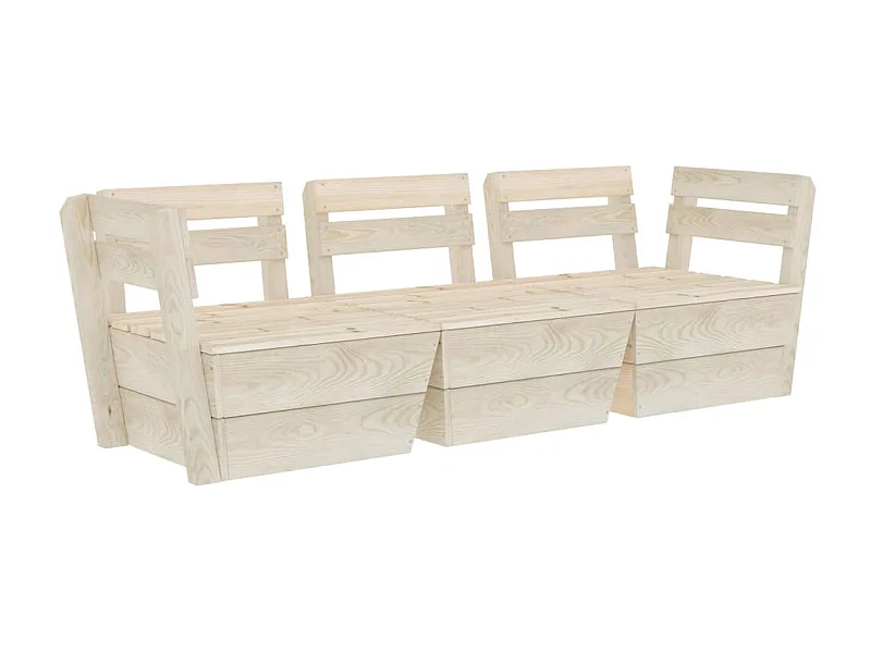 Canapé palette à 3 places de jardin Bois d'épicéa imprégné