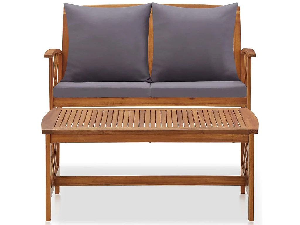 Salon de jardin 2 pcs avec coussins Bois d'acacia solide 4