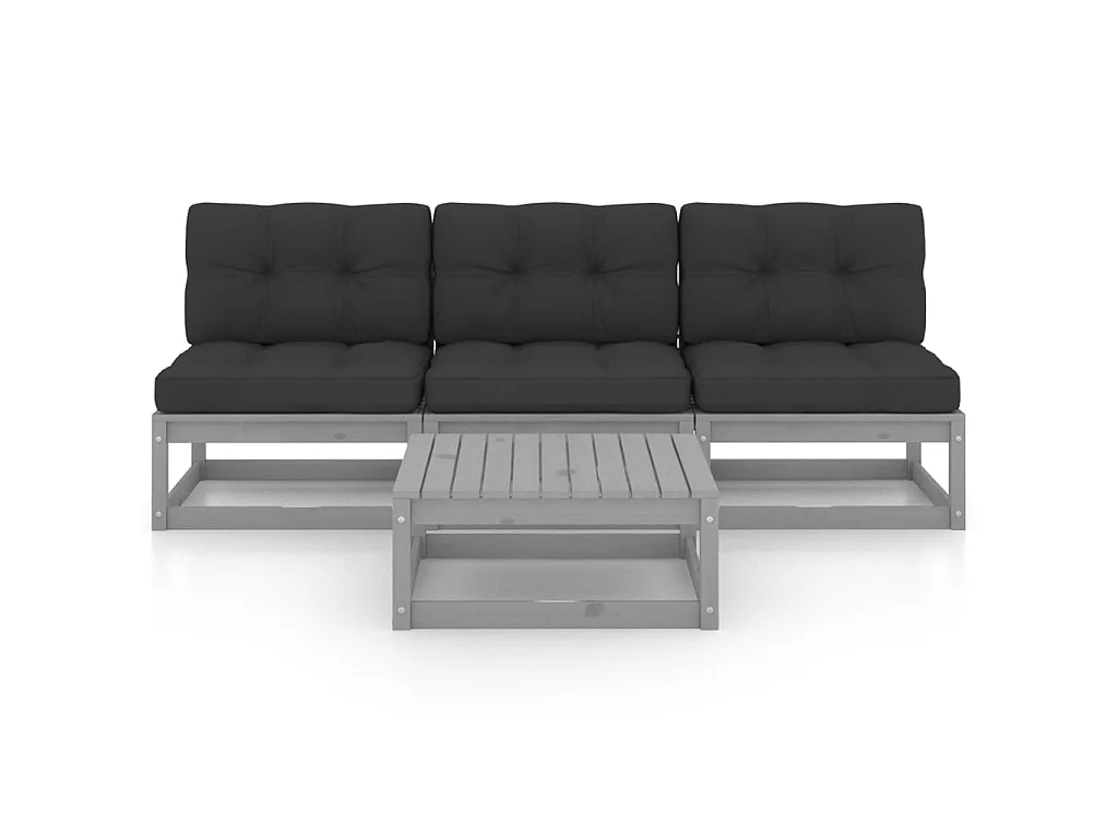 Salon de jardin 4 pcs avec coussins Bois de pin massif 43