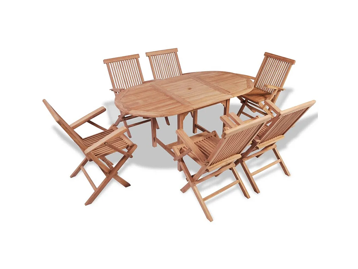 Mobilier à dîner d'extérieur 7 pcs Bois de teck solide