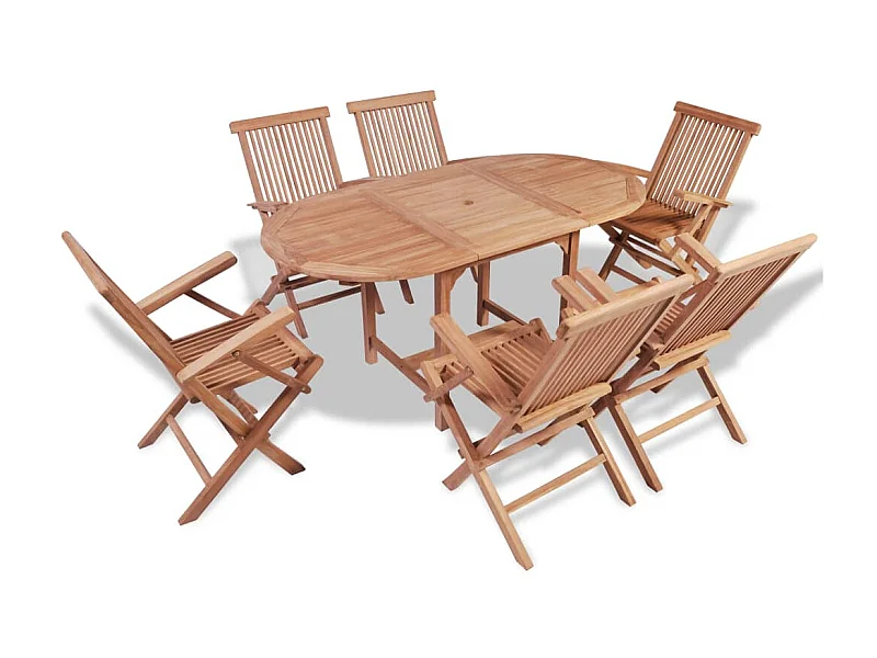 Mobilier à dîner d'extérieur 7 pcs Bois de teck solide