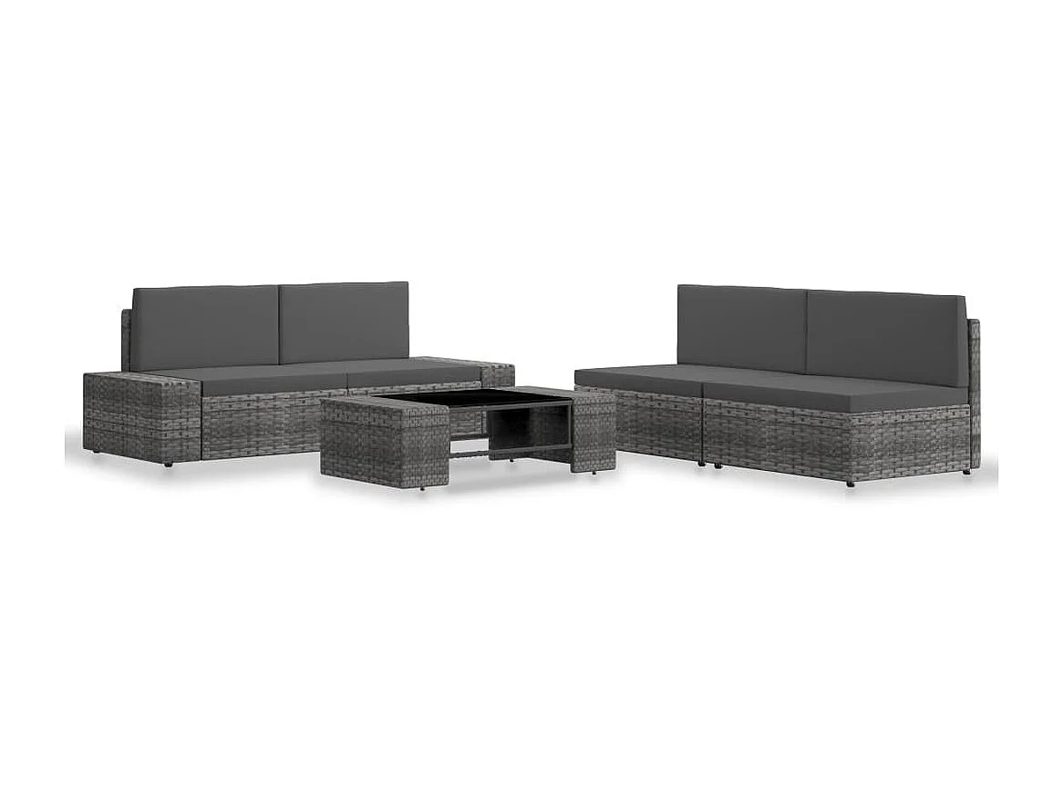 Salon de jardin 5 pcs Résine tressée Gris 2