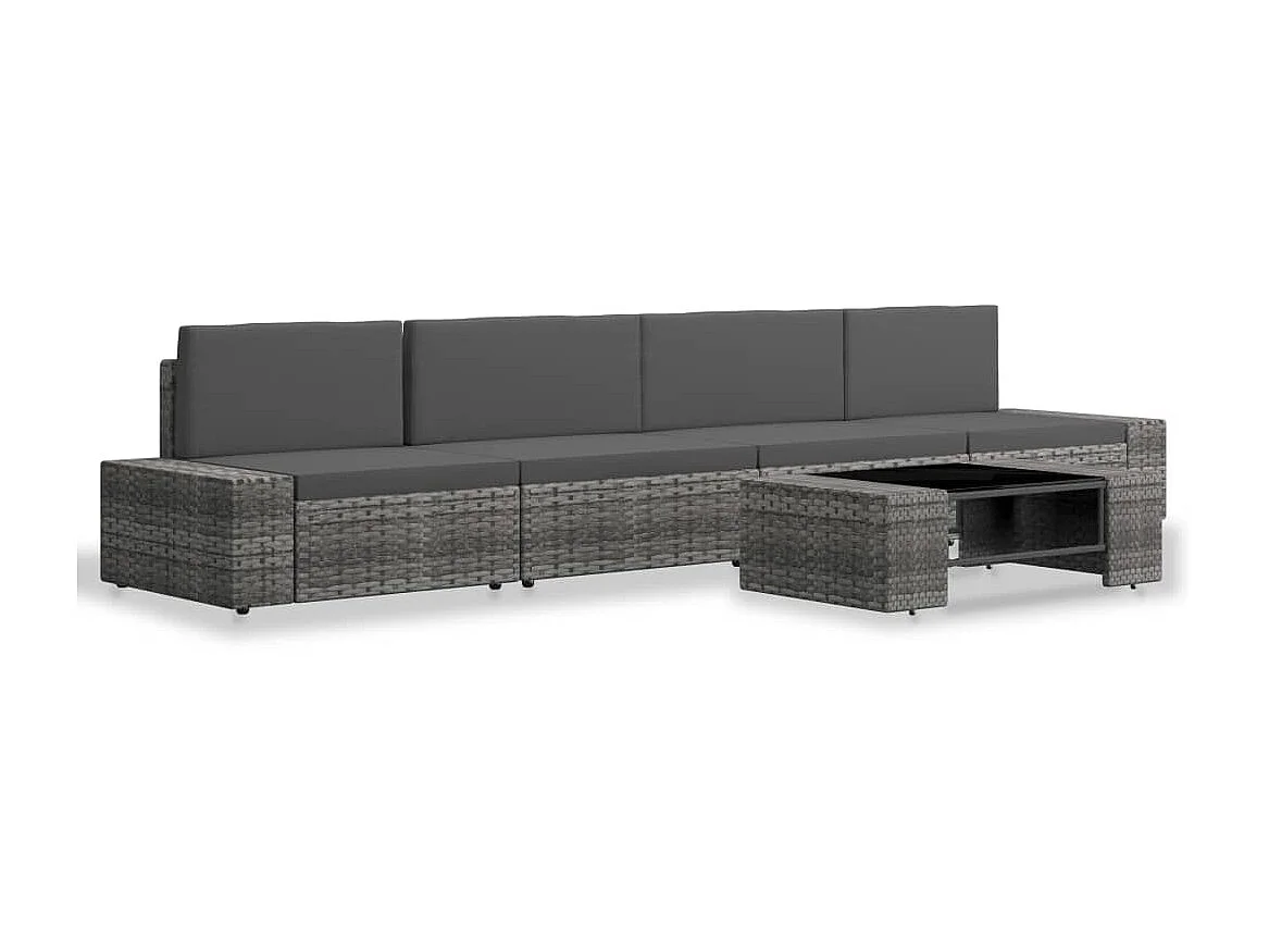 Salon de jardin 5 pcs Résine tressée Gris 2