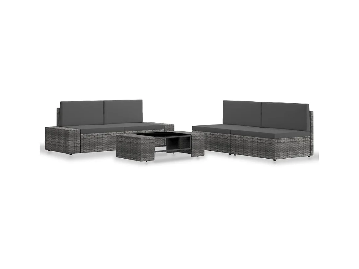 Salon de jardin 5 pcs Résine tressée Gris 2
