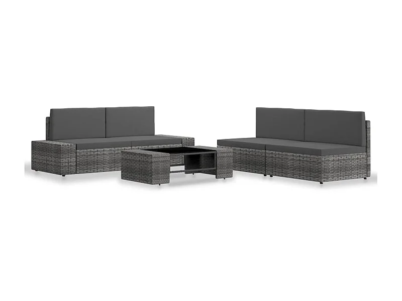 Salon de jardin 5 pcs Résine tressée Gris 2