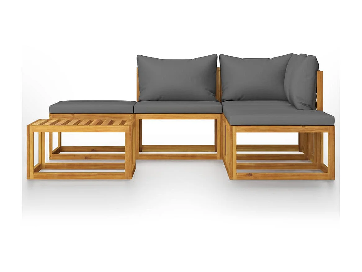 Salon de jardin 6 pcs avec coussins Bois d'acacia solide 13