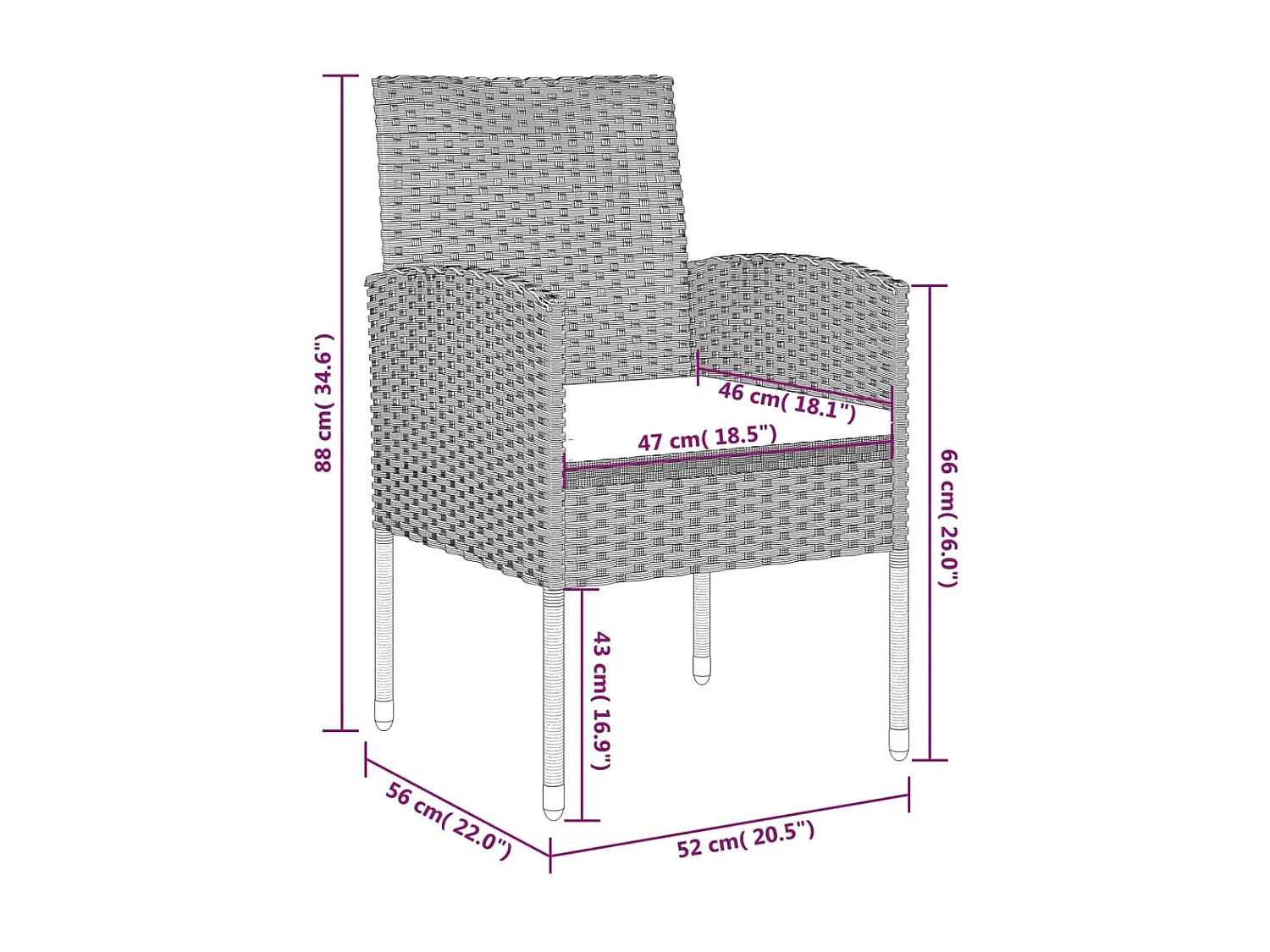 Ensemble de salle à manger de jardin 5 pcs Noir 43