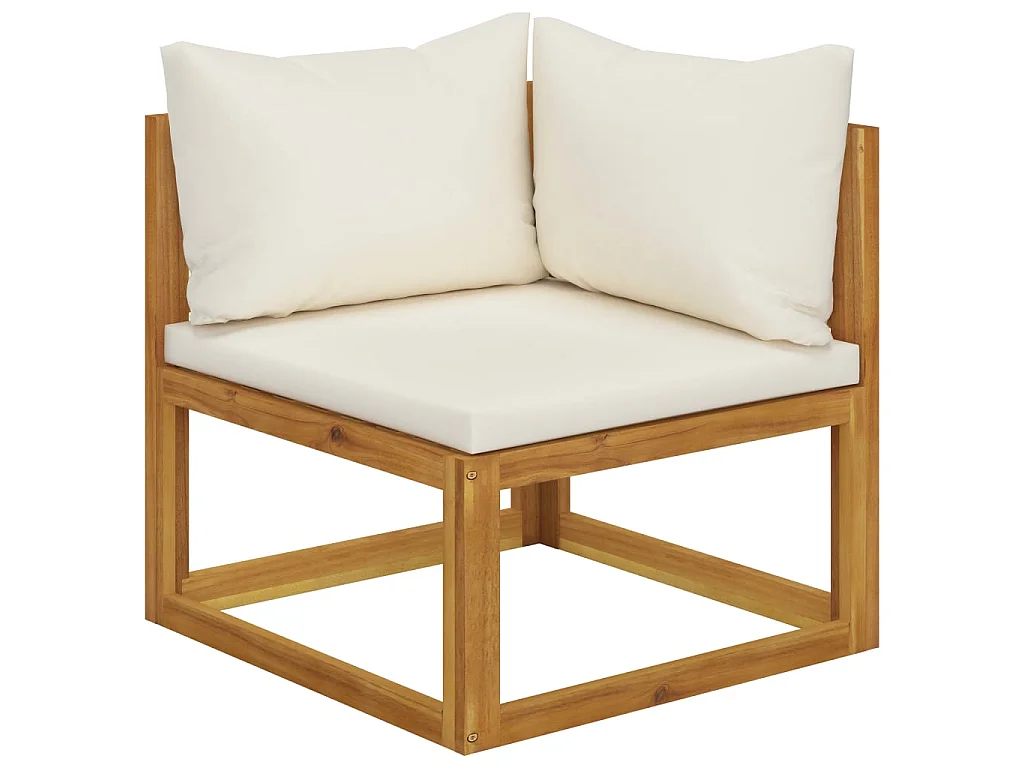 Salon de jardin 6 pcs avec coussin Crème Bois d'acacia solide 5