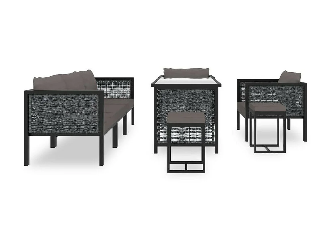 Salon de jardin 8 pcs avec coussins Résine tressée Anthracite 2