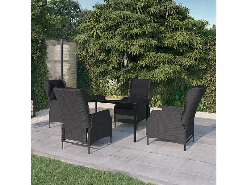 Ensemble de salle à manger de jardin 5 pcs Gris foncé 4