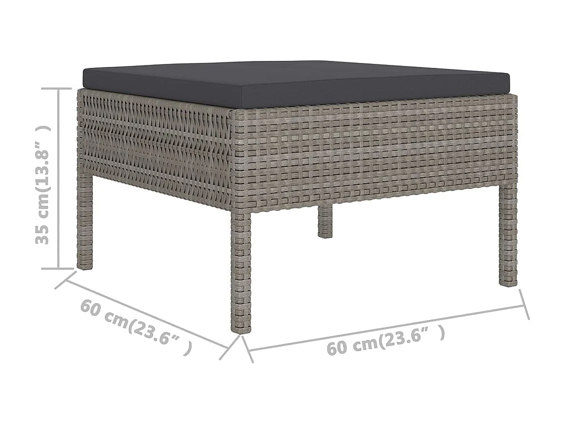 Salon de jardin 6 pcs avec coussins Résine tressée Gris 44