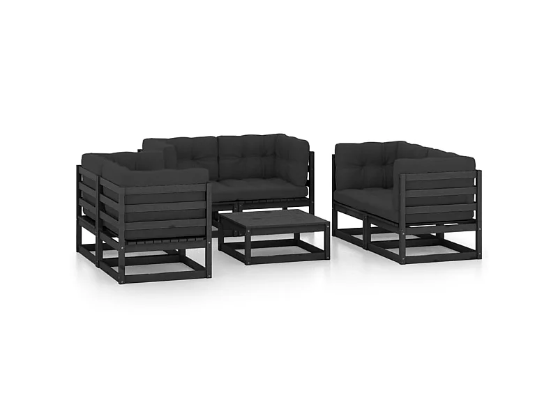 Salon de jardin 7 pcs avec coussins Bois de pin massif 44