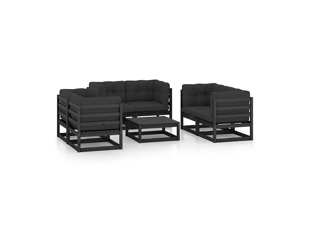 Salon de jardin 7 pcs avec coussins Bois de pin massif 44
