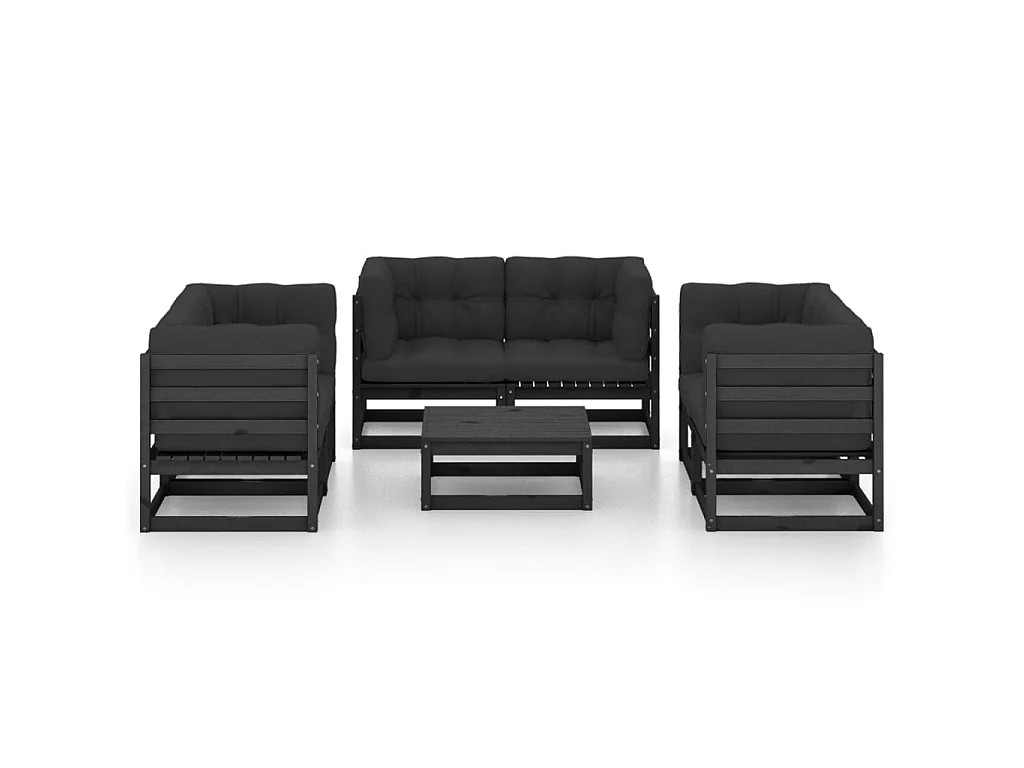 Salon de jardin 7 pcs avec coussins Bois de pin massif 44